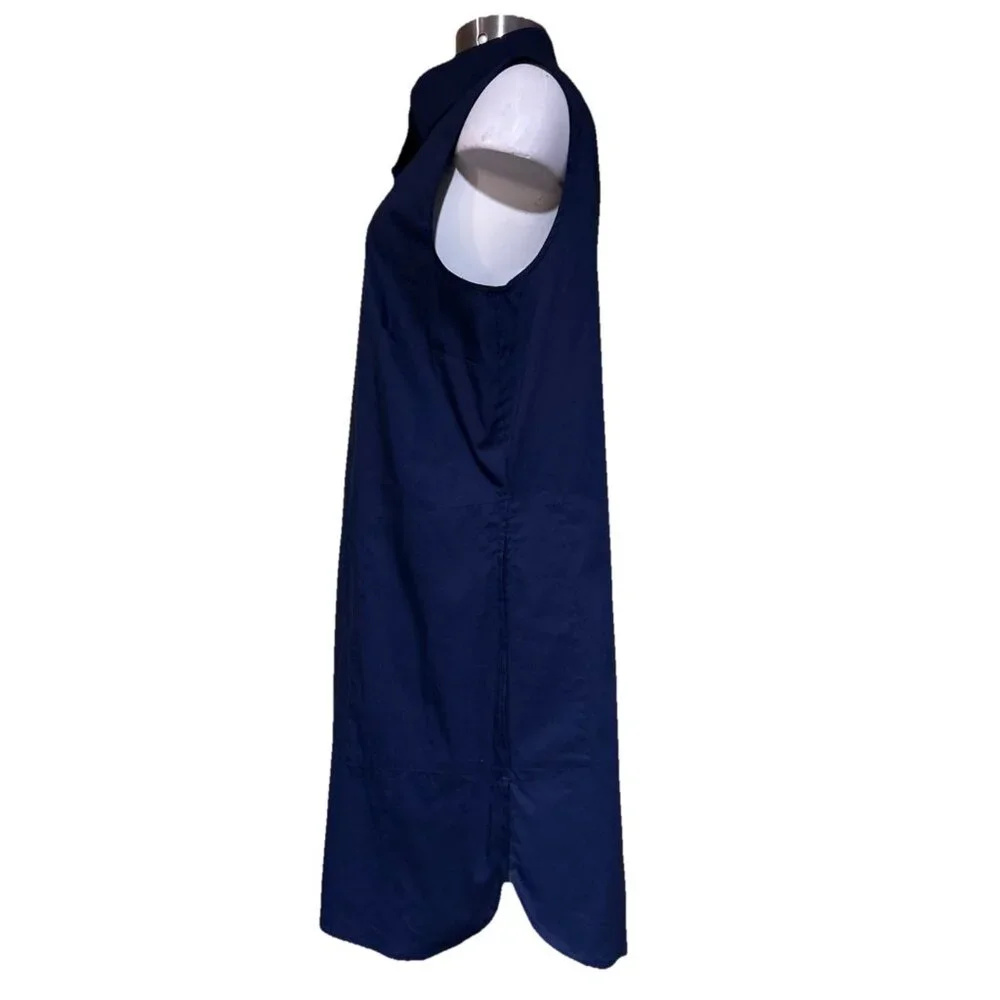 Per se By Carlisle Designer Luxurious Navy Sleeveless Shirt 14 Mandarin Collar - Picture 5 of 10